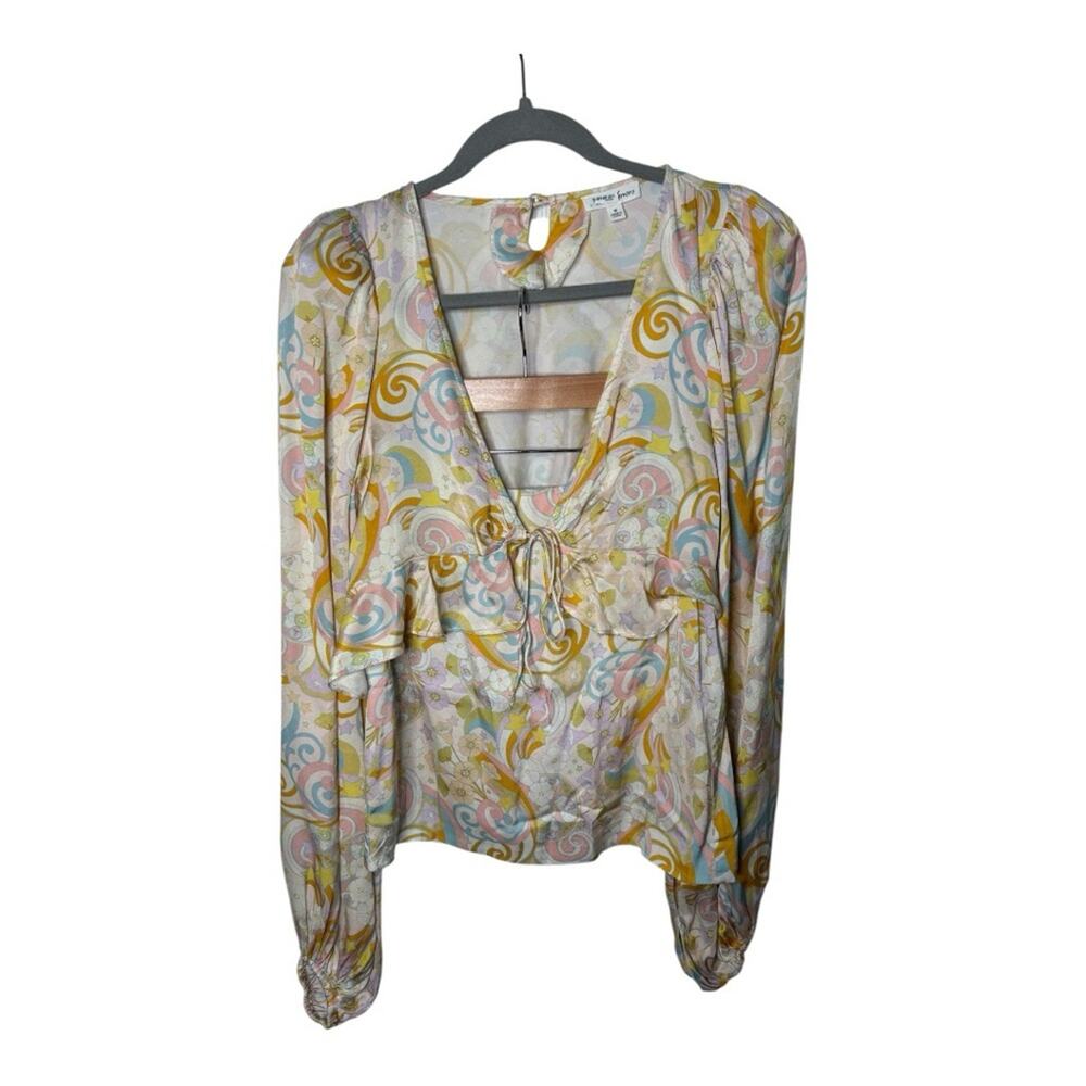 For Love & Lemons Pink Yellow Two Piece Set- Blouse and Mini Skirt M
